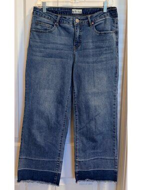 Go Fish Cropped Wide Leg Jeans Raw Hem Size 6
